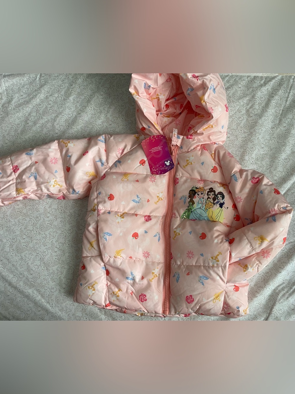 Disney Princess Girls Puffer Jacket Size 3T Warm Winter Pink NEW